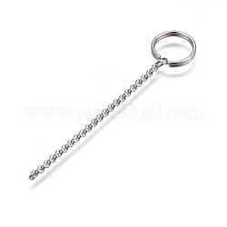 304 geteilter Schlüsselring aus Edelstahl, für die Schlüsselbundherstellung, mit verlängerten Rollenketten, Edelstahl Farbe, 63 mm, Ring: 12x2 mm