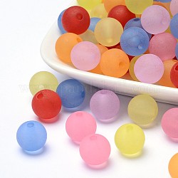 Transparent Acrylic Ball Beads, Frosted Style, Round, Mixed Color, 12mm, Hole: 2mm, about 520pcs/500g