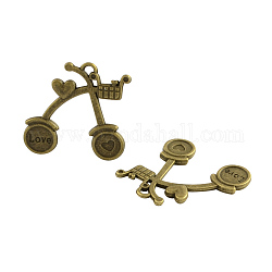 Tibetan Style Alloy Bicycle Pendant Enamel Settings, Cadmium Free & Nickel Free & Lead Free, Antique Bronze, Fit for 1.5mm rhinestone, 32.5x33x3mm, Hole: 3mm, about 202pcs/1000g