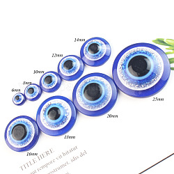 Occhio artigianale in resina, accessori per la fabbricazione di bambole, rotondo e piatto, blu scuro, 10x3.6mm