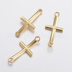 304 Verbindungsstecker aus Edelstahl, Kreuz, golden, 30x14x2 mm, Bohrung: 2 mm
