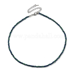 Collar de abalorios de cristal, con broches de aleación, azul oscuro, 16.10 pulgada (40.9 cm)