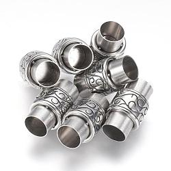 304 Magnetverschluss aus Edelstahl mit Klebeenden, Kolumne, Antik Silber Farbe, 20x12 mm, Bohrung: 8 mm
