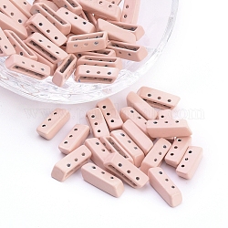 Spray Painted Alloy Multi-Strand Links, For Tile Elastic Bracelets Making, Rectangle, PeachPuff, 5x14x4mm, Hole: 1mm