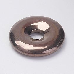 Non magnetici ciondoli ematite sintetici, ciambella / disco pi, grado a, caffè placcato, 30x6mm, Foro: 7 mm
