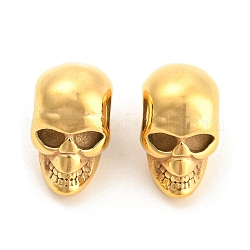 Placage ionique halloween (ip) 304 perles européennes en acier inoxydable, Perles avec un grand trou   , tête crâne, or, 16x9.5x13mm, Trou: 5mm