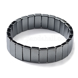 Hématite synthétiques non magnétiques bracelets extensibles de perle, bracelet de tuiles, rectangle, diamètre intérieur: 2-1/4 pouce (5.8 cm), perle: 16x7.8 mm