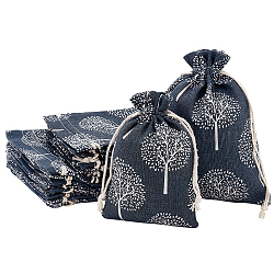 Pandahall elite 20pcs 2 pochettes d'emballage en tissu de taille sacs à cordon sacs d'épicerie réutilisables sac à main de voyage de bonbons pour la fête de mariage de bonbons faveurs de la Saint-Valentin rectangle avec arbre de vie, steelblue