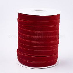 Односторонняя бархатная лента, красные, 3/8 дюйм (9.5~10 мм), о 50yards / рулон (45.72 м / рулон)