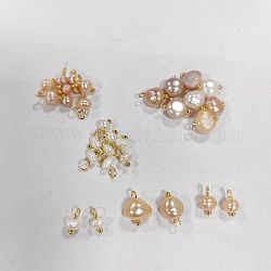 30pcs 3 estilos de pepitas de perlas de agua dulce cultivadas naturales encantos, con pasadores de acero inoxidable con cabeza de bola de tono dorado 304, color mezclado, 10x4~5x3~4mm, 10 piezas / style