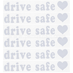 Laser PVC Drive Safe Self Adhesive Car Stickers, Reflective Waterproof Word Car Decorative Decals for Car Decoration, White, 15x75x0.3mm