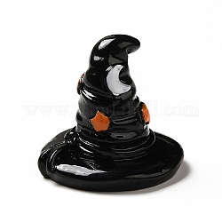 Cabochons en résine opaque thème halloween, chapeau de sorcière 3d, noir, 29x27x27mm