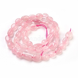 Natural Rose Quartz Beads Strands, Tumbled Stone, Nuggets, 6~13x5~10x4~7mm, Hole: 0.8mm, about 47pcs/strand, 15.5 inch(39.5cm)