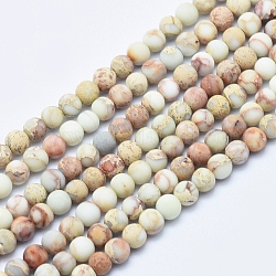 Brins de perles de jaspe impérial naturel, mat, ronde, beige, 4mm, Trou: 0.5mm, Environ 99~103 pcs/chapelet, 15.7 pouce