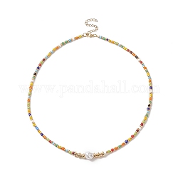 Collane di perle di semi di vetro e collane di perline di plastica imitazione perle per le donne, con la conclusione in acciaio inox, colorato, 18.07 pollice (45.9 cm), 2.5mm