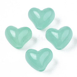 Perles en acrylique de gelée d'imitation, cœur, aigue-marine, 13.5x17x13mm, Trou: 3mm, environ 305 pcs/500 g