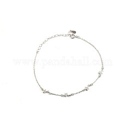 925 braccialetto a maglie in argento sterling, con zirconi, stella, chiaro, platino