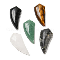 Natural Mixed Gemstone Pendants, Horn Charms, 39~40x18~18.5x6.5~8mm, Hole: 1.2mm