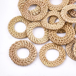 Reed caña hecha a mano / anillos de unión de ratán tejidos, Para hacer pendientes de paja y collares., anillo, burlywood, 37~43x4~5mm, diámetro interior: 19~24 mm
