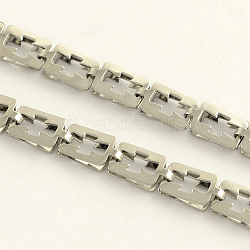 304 Stainless Steel Link Chains, with Spool, Soldered, Stainless Steel Color, 8.7x5x2mm, about 20m/roll