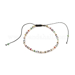 Verstellbarer Nylonfaden geflochtene Perlen Armbänder, mit Glasperlen und Glasperlen, Farbig, Innendurchmesser: 2~3-7/8 Zoll (5~10 cm)