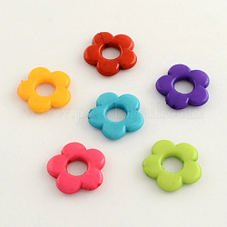 Opaques cadres de perles de fleurs acrylique, couleur mixte, 20x4mm, Trou: 2mm, diamètre intérieur: 7 mm