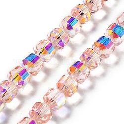 Fili di perle di vetro rondelle placcate, ab colore placcato, sfaccettato, perla rosa, 7.5x7mm, Foro: 1.4 mm, circa 70pcs/filo, 19.69'' (50 cm).