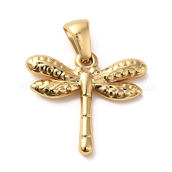 Oro placcato 304 pendenti in acciaio inox, ciondoli a tema insetti, libellula, 18x20x2.8mm, Foro: 6x3 mm