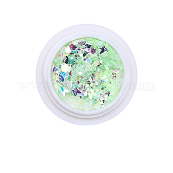 Accesorios de decoración de uñas brillantes, Con polvo de brillo y lentejuelas, diy sparkly paillette consejos uñas, verde claro, 0.1~3.5x0.1~3.5mm, aproximamente 0.7 g / caja