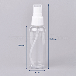 100mlプラスチックスプレーボトル  詰め替え可能なミストポンプ  ボトルキャップ付き  空のアルコール瓶  透明  13.5x4cm  容量：100ml（3.38液量オンス）