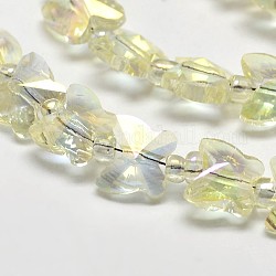Faceted Rainbow Color Plated Glass Butterfly Bead Strands, Light Yellow, 7x8x5mm, Hole: 1mm, about 72pcs/strand, 19.5inch