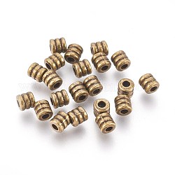 Distanziatori di perline stile tibetano , colore bronzo antico, perline lega zinco, piombo & cadimo libero, colonna, 4x4mm, Foro: 2 mm