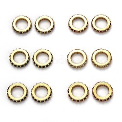 Ottone micro spianare perline europei zirconi, placcato di lunga durata, perline con foro grande, anello, colore misto, 10x1.8mm, Foro: 6 mm