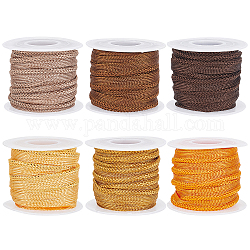 BENECREAT 30 Yards 6 Colors Polyester Twisted Lip Cord Trim, Twisted Cord Trim Ribbon, for Home Decor, Upholstery and Clothing, Mixed Color, 3/8 inch(10mm), 5 yards/color