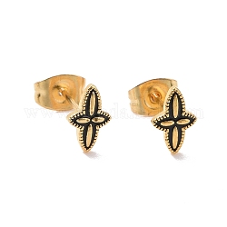 Enamel Star Stud Earrings with 316L Surgical Stainless Steel Pins, Gold Plated 304 Stainless Steel Jewelry for Women, Black, 8.5x5.5mm, Pin: 0.7mm