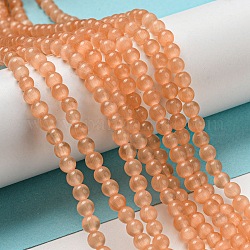 Katzenauge Perlen Stränge, Runde, Licht Lachs, 4 mm, Bohrung: 0.7 mm, ca. 100~105 Stk. / Strang, 14.37~14.69 Zoll (36.5~37.3 cm)