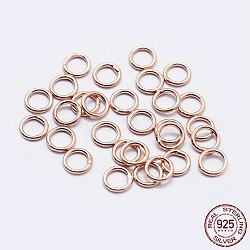 925 серебряные круглые кольца, паяные кольца, закрытые кольца прыжок, розовое золото , 4x0.3 мм, внутренний диаметр: 2 мм