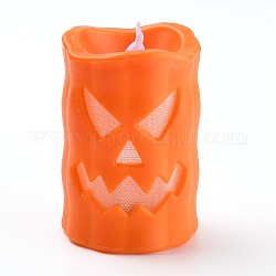 Хэллоуин смола светодиодный свет черепа, свечи для чая, для вечеринки на хэллоуин, встроенный аккумулятор, оранжевые, 97x69.5x59 мм