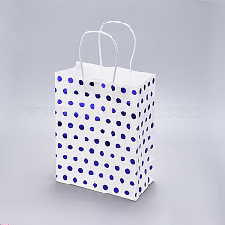 Sacchetti di carta, con maniglie, sacchetti regalo, buste della spesa, motivo a pois, rettangolo, blu, 21x11x27cm
