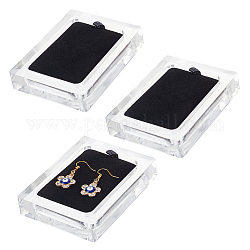 Nbeads 3 bandeja de soporte para colgantes de joyería de acrílico transparente con interior de terciopelo, soporte de joyería rectangular para collar, exhibición de colgantes, negro, 8.8x6.85x1.6 cm
