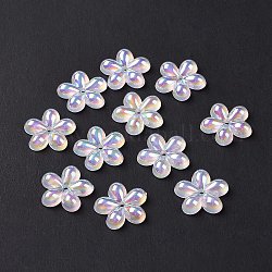 Transparente Acryl Perlen, ab Farbe plattiert, Blume, Farbig, 13x14x3 mm, Bohrung: 1.4 mm