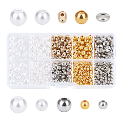 Chgcraft 810pcs 9 styles de perles en plastique, rond et larme et plat rond, couleur mixte, 810 pcs / boîte