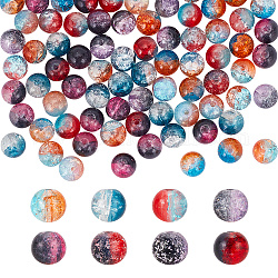 Arricraft 200 шт. 8 цвета двухцветные прозрачные стеклянные бусины с кракле, круглые, разноцветные, 10x9 мм, отверстие : 1.6 мм, 25 шт / цвет