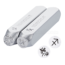 Iron Seal Stamps, Stamping Tools, for Leather Craft, Sagittarius, 65.5x10mm, 2 patterns, 1pc/pattern, 2pcs