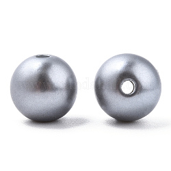 Perlas de imitación de plástico abs pintado con spray, redondo, plata, 10x9.5mm, agujero: 2 mm, aproximamente 1040 unidades / 500 g