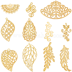 SUNNYCLUE 1 Box 88Pcs Gold Filigree Charms Filigree Leaf Charm Filigree Metal Charms Hollow Leaves Charms Filigree Connector Charms Filigree Connectors for Jewelry Making Charms DIY Earrings Bracelet
