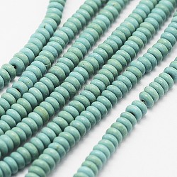 Chapelets de perles en turquoise synthétique, teinte, rondelle, Aqua, 4.5x2mm, Trou: 2mm, Environ 182 pcs/chapelet, 14.9 pouce
