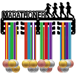 Спортивная тема железная вешалка для медалей настенная стойка для дисплея, 3-строчный, с винтами, марафон, спортивный, 126x290 мм, отверстие : 5 мм