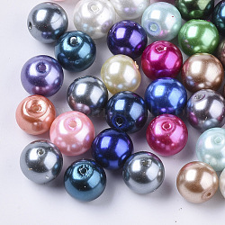 Perline di perla di vetro, perlato, tondo, colore misto, 10mm, Foro: 1 mm, circa 850pcs/1000g