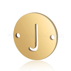 Connettori a maglie in acciaio al titanio, piatta e rotonda con la lettera, oro, letter.j, 12x0.8mm, Foro: 0.8 mm